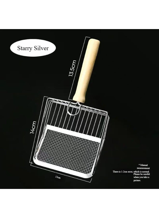 Oldzhan 2-in-1 wooden handle cat litter shovel walnut sand small hole bentonite mineral sand filter shovel pet supplies - Image 4